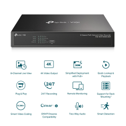 Мрежови видео рекордер TP-Link VIGI NVR1008H-8MP 8-канален PoE+