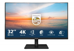 Монитор Philips 32E1N1800LA, 31.5" VA WLED, 3840x2160@@60Hz, 4ms GtG, 300cd m/2, 3500:1, Mega Infinity DCR, Adaptive Sync, FlickerFree, Blue Light tech. Soft., 2Wx2, Tilt, 2xHDMI, DP