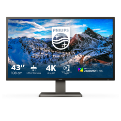 Монитор Philips 439P1/00 42.5 inch WLED, VA panel, 16:9, 3840x2160, 4ms, 400cd/m2, Displayport, 3xHDMI, USB-C, USB, Speakers, Height Adjust, PBP, PIP, HDR400