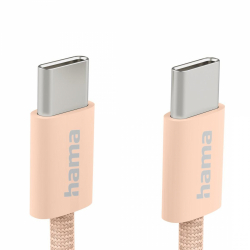 HAMA Кабел за зареждане "Fabric", USB-C - USB-C, 1 m, Nylon, оранжев