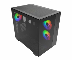 Montech кутия KING 65 Pro, Dual Chamber Mid-tower Case, 3 ARGB Fans, Black