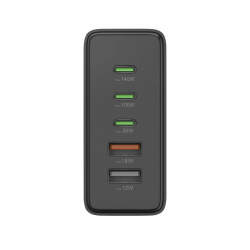 HAMA Зарядна станция 140 W, GaN, Fast Charger, 3 x USB-C, 2 x USB-A, PD