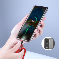 Кабел Baseus Cafule USB-C PD /USB-C PD PD2.0 60W 20V 3A QC3.0 2м CATKLF-HG1 - черен/сиво
