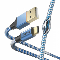 Кабел HAMA Reflective, USB-C мъжко - USB-A мъжко, 1.5м, 201558