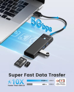 Orico хъб USB3.0 HUB White - 3 x USB3.0, SD, TF - PAPW3AT-U3-015-WH