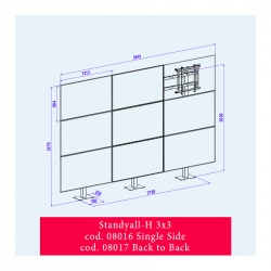 Стойка за видеостена OMB 08016 STANDY ALL H 3x3 SINGLE SIDE, for 46”, 47”, 49”, 55” displays, Iron and fix at floor, Max weight 40kg per display, VESA Min 100x100 and Max 400x400, Easy hanging, Hidden cables, Black