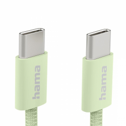 HAMA Кабел за зареждане "Fabric", USB-C - USB-C, 1 m, Nylon, зелен