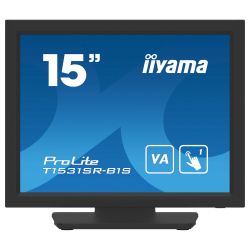 Монитор IIYAMA T1531SR-B1S, 15", Touch monitor, Resistive technology, VA Panel, 4:3, XGA 1024x768, 350cd/m2, 2500:1, 18ms, IP54 Front, VGA, HDMI, DisplayPort, Speakers, Tilt, VESA 100, Black