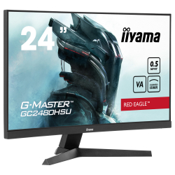 Монитор IIYAMA GC2480HSU-B1, 23.6" Curved Gaming Monitor, 1500R, VA panel, 16:9, FHD 1920x1080, 180Hz, 300 cd/m2, 3000:1, 80M:1, 0.5ms MPRT, Adaptive Sync, Flicker free, HDR, 2x HDMI, DP, 2x USB, Audio out, Tilt, VESA 100, Black