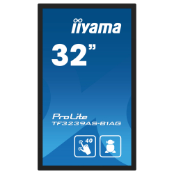 Дисплей IIYAMA TF3239AS-B1AG, 31.5" Open-Frame, IPS panel, AG, FHD 1920x1080, 500cd/m2, 1200:1, 8ms, bonded PCAP, Android 11 OS, A73*4+A53*4, 4GB, 32GB, 24/7, 2x HDMI, DP, RS232, LAN, 2x USB, Speakers, IP65 front, Portrait, Face Up, VESA 200, Black