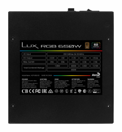 AeroCool захранване PSU LUX RGB 650W - Bronze, RGB Addressable - ACPB-LX65AEC.11
