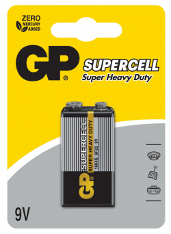 Цинк карбонова батерия GP 6F22 /9V/ Supercell 1604E 1 бр. shrink                          