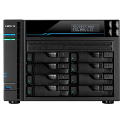 Asustor Lockerstore 8 AS6508T, 8-Bay NAS, Intel ATOM C3538 Quad-Core (Denverton 2.1GHz), 8GB DDR4 (Max 32 GB) , 10 GbE x 2, 2.5 GbE x 2, USB 3.2 Gen-1 x 2, 8 x 2.5&rdquo; / 3.5&rdquo; SATA or SSD, 2x M.2PCIe (NvMe) or SATA SSD, with lock. tray, AES-NI hardware encr.                          