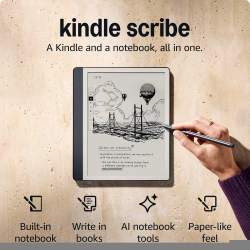 Amazon Kindle Scribe (2024) четец 64GB - 10.2" - с Premium Pen, тъмно сив