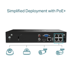 NVR TP-Link VIGI NVR1004H-4P PoE+ Network Video Recorder 4-канален