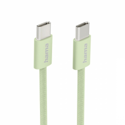 HAMA Кабел за зареждане "Fabric", USB-C - USB-C, 1 m, Nylon, зелен