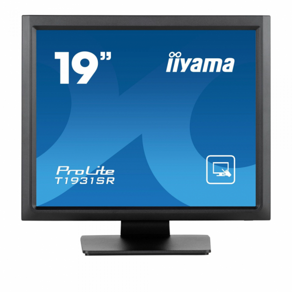 Монитор IIYAMA T1931SR-B1S, 19", IPS Panel, 5:4, 1280 x 1024, 250cd/m2, 1000:1, 14ms, Serial resistive touch, VGA, HDMI, DP, Speakers, IP54 (front), OSD key lock, Tilt, VESA 100, Black