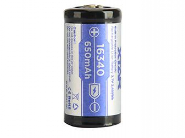 Акумулаторна батерия CR-123, LiIon, 3.7V, 16340, 650mAh, XTAR Акумулаторна батерия CR-123, LiIon, 3.7V, 16340, 650mAh, XTAR