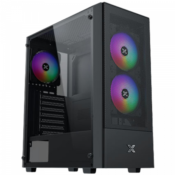 Hero II Air 3F Black EN41655, ATX/M-ATX/MINI ITX, USB3.0 X1, USB2.0 X2, HD AUDIO, Front Meshed Grill & Left TG, 3PCS Z20F Fixed LED Fan