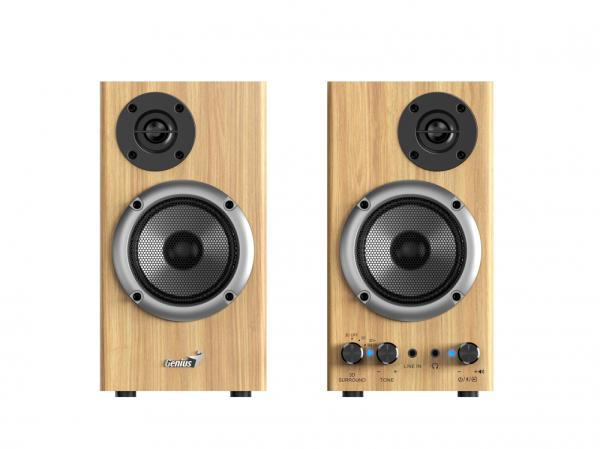 Genius тонколони Speakers 2.0 - SP-HF520BT - 20W RMS, Bluetooth, 3D Surround, Pine Wood