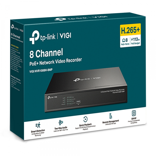 Мрежови видео рекордер TP-Link VIGI NVR1008H-8MP 8-канален PoE+ Мрежови видео рекордер TP-Link VIGI NVR1008H-8MP 8-канален PoE+
