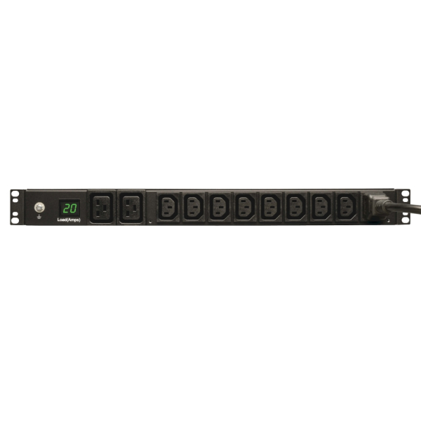 Tripp Lite by Eaton 3.7kW Single-Phase Local Metered PDU, 208/230V (8 C13 & 2 C19), C20 / L6-20P Adapter, 12 ft. (3.66 m) Cord, 1U Rack-Mount, TAA