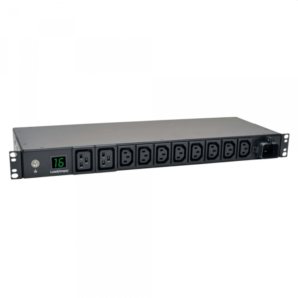 Tripp Lite by Eaton 3.7kW Single-Phase Local Metered PDU, 208/230V Outlets (8 C13, 2 C19) IEC-309 16A Blue, 8 ft. (2.43 m) Cord, 1U Rack-Mount, TAA