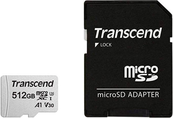 Transcend 512GB microSD w/ adapter UHS-I U3 A1