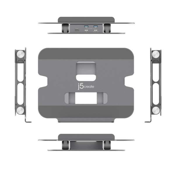 Поставка за лаптоп с докинг станция j5create JTS327, до 16", USB-C, 4K Поставка за лаптоп с докинг станция j5create JTS327, до 16", USB-C, 4K