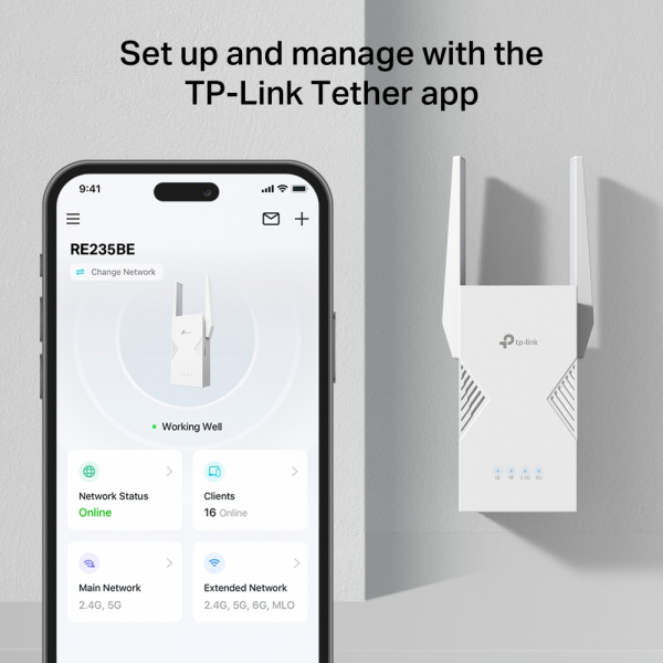 Двубандов Wi-Fi 7 удължител за обхват TP-Link RE235BE BE3600 Двубандов Wi-Fi 7 удължител за обхват TP-Link RE235BE BE3600